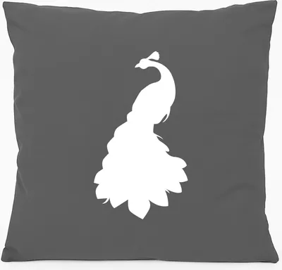 Produktbild von Huuraa Kissen Pfau Silhouette 40x40cm mit Füllung Steel Grey Baumwolle Dekokissen Geschenkidee