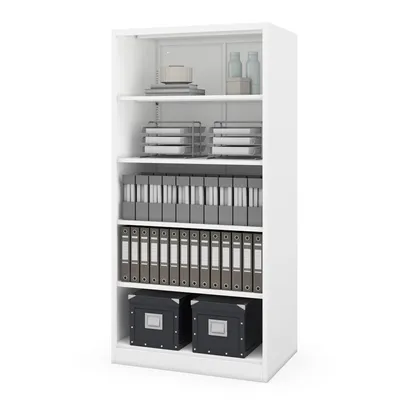 Zdjęcie produktu dla Regał biurowy metalowy, do samodzielnego montażu, z tylną ścianką, biały, wymiary: 900 × 1850 × 600 mm: RUFUS