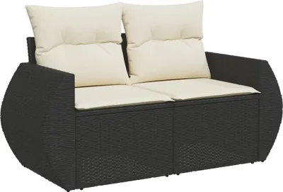 Produktbild von vidaXL 5-tlg. Garten-Sofagarnitur mit Kissen Schwarz Poly Rattan