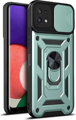 Produktbild von Galaxy A22 5G Hülle mit 360° Drehbarer Magnetische Ring Ständer Halter Dia Kameraschutz TPU Bumper Silikon Schutzhülle für Samsung Galaxy A22 5G Grün