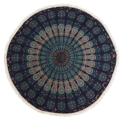 Imagen del producto de PequeÃ±o Mandala Roundie de algodón (130 cm) - Azules de pavo real