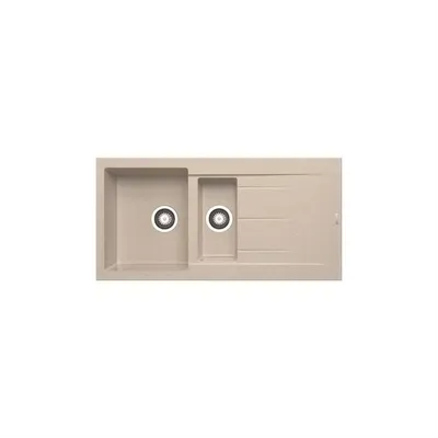 Produktbild von PYRAMIS Spüle ALAZIA 100x50 in BEIGE mit Excenterbedienung / Granitspüle / Steinspüle / Ausschnitt 980 x 480 mm