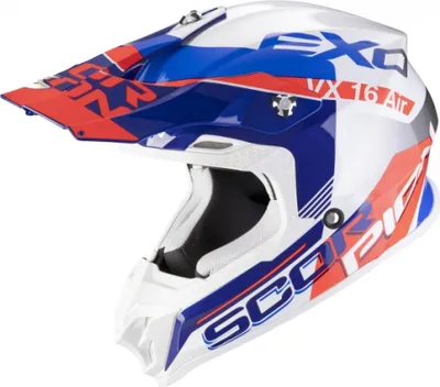 Produktbild von Scorpion VX-16 Air Arhus Motocross Helm Farbe: Weiß/Blau/Rot, Grösse: XS (53/54)