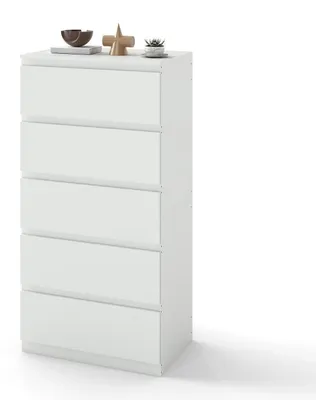 Immagine prodotto di Comodino con 5 cassetti, colore bianco, dimensioni 40x60x120 cm