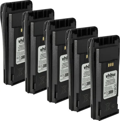 Produktbild von vhbw 5x Akku Ersatz für Motorola NNTN4497A, NNTN4497, NNTN4496AR, NNTN4496 für Funkgerät, Walkie Talkie (1400 mAh, 7,2 V, NiMH) + Gürtelclip