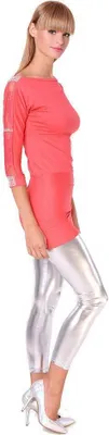 Produktbild von Damen Tunika Oberteil Shirt T-shirt Sweatshirt 3/4 Ärmel Pailetten Glitzer Strass Spitze; Koralle/M/L 38/40