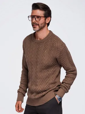 Produktbild von OMBRE Pullover V-1 Regular Fit OM-SWSW-0190 dark brown XL