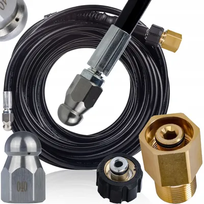 Image de Tuyau haute pression ProFlex JetClean 20 m, gris, kit buse 3+1 interchangeable, adaptateur M22 Easy!Lock | 200 bars, 60 °C