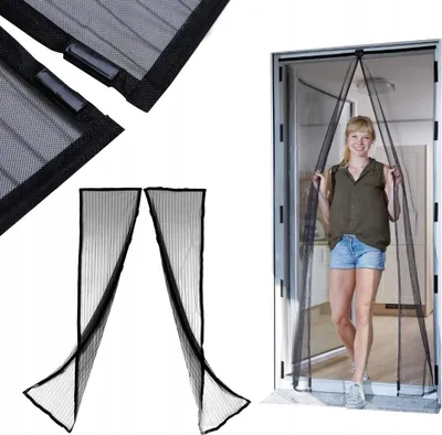Produktbild von FEINZ | Magnetische Fliegengittertür - 100x210 cm - Schwarz - Einfache Montage - Insektenschutz