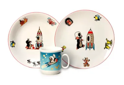 Image de Set pour enfants, Taupe et fusée, porcelaine Thun, 3 pièces