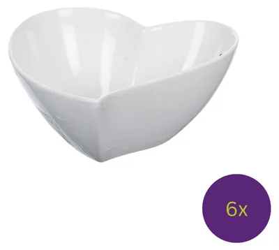 Produktbild von 6er Set Porzellan Schale, Dekoschale HEART HERZ D. 14cm H. 6cm weiß Sandra Rich