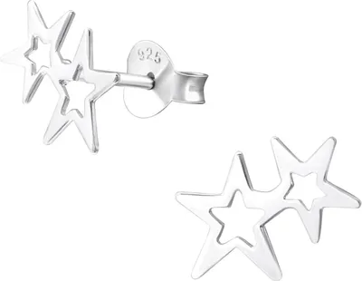 Produktbild von Ohrringe 925 Sterling Silber Ohrstecker mit Doppel-Stern