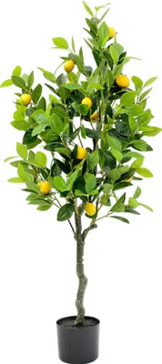 Produktbild von Kunstpflanze Zitronenbaum mit Früchten Kunstbaum künstliche Pflanze 120 cm im Topf