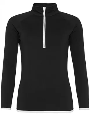 Produktbild von Just Cool JC036 | Damen Cool 1/2 Zip Sweat / UV-Schutzfaktor 30 - Farbe: Jet Black/Arctic White - Größe: S