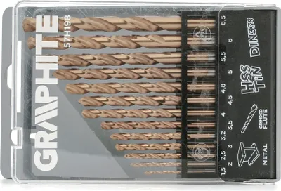 Image de Mèches à métaux GRAPHITE HSS-TiN 1.5-6.5 mm, set de 13 pcs.