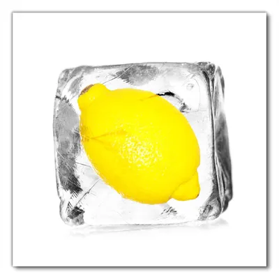 Produktbild von Wallario selbstklebende Möbelfolie/ Tischdecke für Innen und Außen, Größe: 60 x 60 cm - Zitrone in Eiswürfel - Eiskaltes Obst