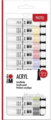 Zdjęcie produktu dla Marabu 1210000000210 Zestaw farb akrylowych "PASTELL" 12 x 12 ml
