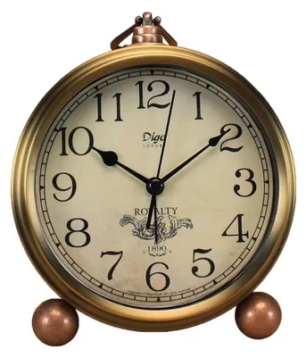 Image de Omgoods - Horloge de table rétro Saytay - Réveil silencieux avec finition dorée