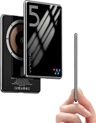 Produktbild von Magnetische Powerbank, 5000mAh PD20W tragbares Ladegerät, Ultra Slim 6,9mm Schnelles Laden Externer Akku, Schwarz