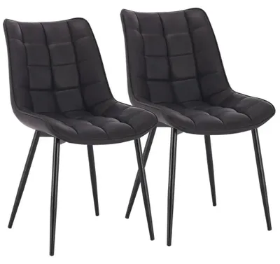 Productafbeelding van Eetkamerstoel - Stoel - Zitstoel - Achterstoel - Kuipstoel - Metalen Frame - Lederlook Bekleding