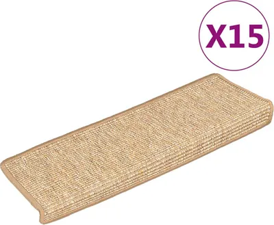 Produktbild von vidaXL Stufenmatten 15 Stk. 65x21x4 cm Hellbraun Rechteckiger Rand