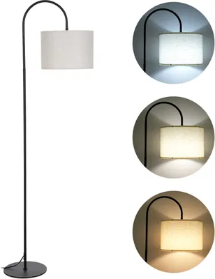 Obrázok produktu pre 12W textilná stojacia lampa, moderná stojacia lampa, nožný spínač, 3 teploty farieb na použitie v obývacej izbe, spálni, kancelárii