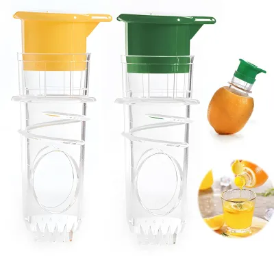 Zitruspresse 2er-Set, kompakt, gelb & grün, für Zitronen & Orangen