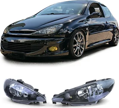Produktbild von Klarglas Scheinwerfer Schwarz H7 H7 + Adapter für Peugeot 206 alle Modelle ab 98