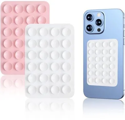 Produktbild von Set aus 2 Universal-Telefonhalter mit Saugnapf für, Samsung und mehr, selbstklebend, rutschfest, freihändig für Selfies, Videos und Navigation im Auto, inklusive Halter