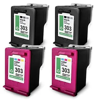 Eurotone 4x Tintenpatrone kompatibel mit HP 303XL XL Farbe, Schwarz – Produktansicht 1
