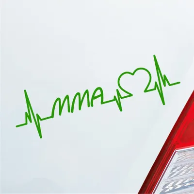 Produktbild von Auto Aufkleber MMA Herzschlag Kampfsport Wettkampf Sport Liebe 19x6 cm Hellgrün Sticker Heckscheibenaufkleber