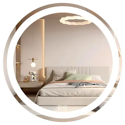 Obrázok produktu pre SAVE ®HOME Okrúhle LED zrkadlo do kúpeľne – 60 cm – PODSVETLENÉ – 3 FARBY SVETLA – STMIEVAČ – BEZ ZAMLŽENIA – CITLIVÉ NA DOTYK – NÁSTENNÉ ZRKADLO