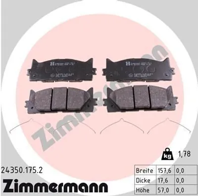 Produktbild von ZIMMERMANN Bremsbeläge Satz Vorne Bremsklötze für TOYOTA Camry Limousine (V3) 24350.175.2