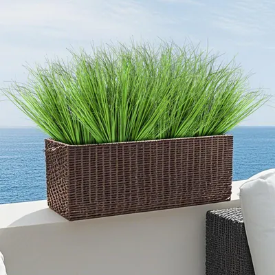 Produktbild von 24 Sträuße aus künstlichem Gras, die echten künstlichen Pflanzen täuschend ähnlich sehen, grünes künstliches Gras (Weizengras), künstliche Pflanze 53 cm, grünes Dekogras, für den Innengarten, Balkon oder die Vase.