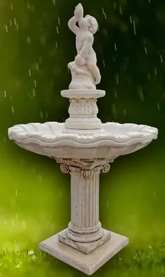 Obrázek produktu pro Casa Padrino Secesní zahradní fontána / fontánka s mušlí šedá Ø 125 x v. 212 cm - Barokní a secesní zahradní dekorace a doplňky
