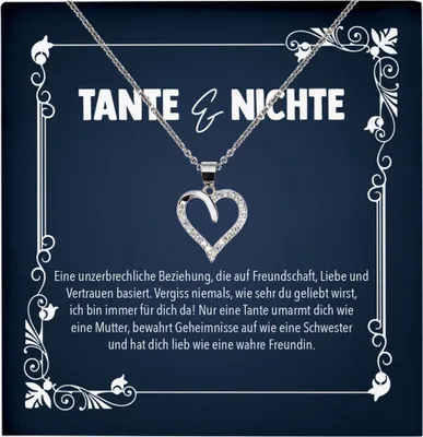 Produktbild von 22Feels Nichte Geschenk von Tante Herz Halskette mit Karte Mädchen Frauen Geburtstag Weihnachten Firmung Konfirmation Ostern (Damen Mädchen Silber 925/000 Schmuck)
