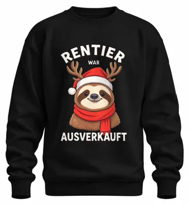Productafbeelding van Rentier met gewei, kerstmuts, uni sweatshirt, zwart, maat L