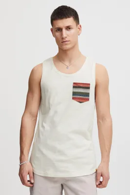 Produktbild von Blend BHElei Herren Tank Top mit Brusttasche Azteken-Muster Abgerundeter Saum Regular Fit