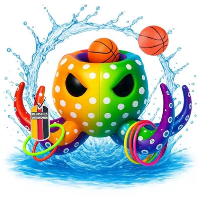 Produktbild von Coemo Wasser Basketballkorb KRAKI Bunt mit Wurfringen