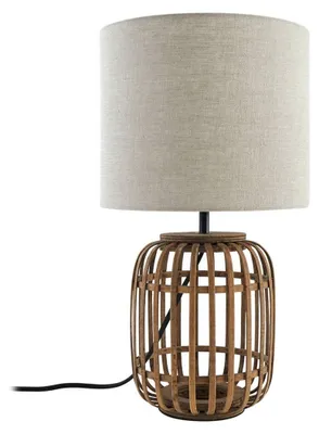 Produktbild von Lindby Tischleuchte Marzanna, grau, Bambus, 42,5 cm, E27