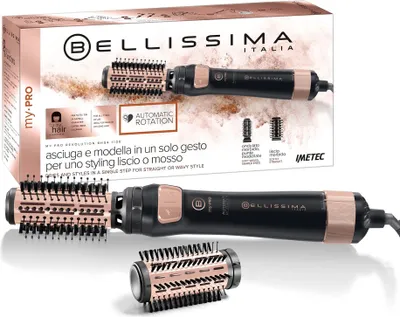 Produktbild von Bellissima BHS4 1100, Heißluftbürste, Warm, Lang, Medium, Schwarz, Roségold, Hängeschlaufe, 1000 W