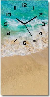 Produktbild von Wanduhr aus Glas – 30x60 cm - Glasbild - Glasuhr - Gehärtetes Glas -Strand und Meer
