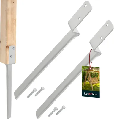Zdjęcie produktu dla KOTARBAU® Zestaw 2 tulei wbijanych do hustawek Tuleja wbijana 50 cm wykonana ze stali ocynkowanej ogniowo Wspornik slupka do wbijania Kotwa gruntowa Kotwa gruntowa do slupków drewnianych Tuleja wbijana Kotwa gruntowa do hustawki