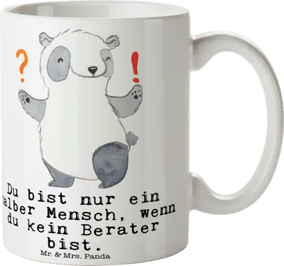 Produktbild von Mr. & Mrs. Panda Kaffeebecher Berater Herz - Weiß - Geschenk, Becher, Lustig, Teetasse, Kaffeetasse, Pott, Witzig, Beruf, Finanzberater, Tasse, Spruch