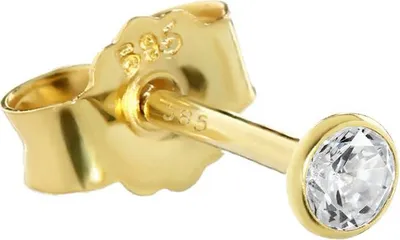 Produktbild von Single Ohrstecker Echt Gold 585er 3,0mm Cubic Zirkonia Damen Herren Kinder 1748