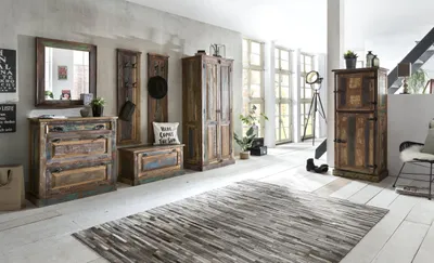 Produktbild von TPFLiving Schuhschrank Ambler Altholz mit starken Gebrauchsspuren, lackiert bunt