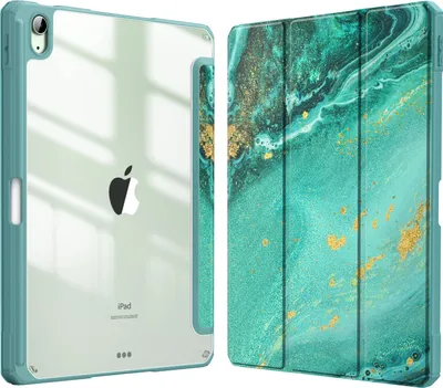 Produktbild von Fintie Hybrid Hülle für iPad Air 11 Zoll M4/M3/M2 (2026/2025/2024), iPad Air 5./4. Gen (2022/2020) 10,9 Zoll, mit Stifthalter, stoßfeste Schutzhülle mit transparenter Hartschale, Meergrün