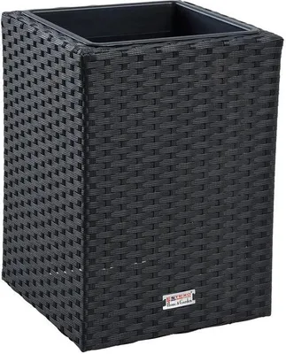 Produktbild von Polyrattan Blumenkübel Pflanzkübel 40 cm Rattan Blumentopf Übertopf Topf Schwarz