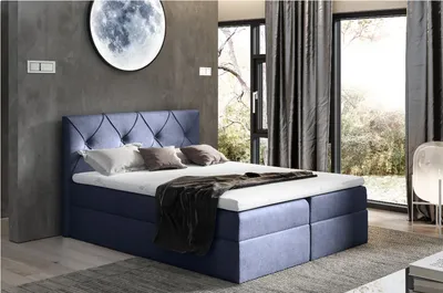 Produktbild von Elegantes Kontinentalbett 200x200 CARMEN – blau + Gratis-Topper