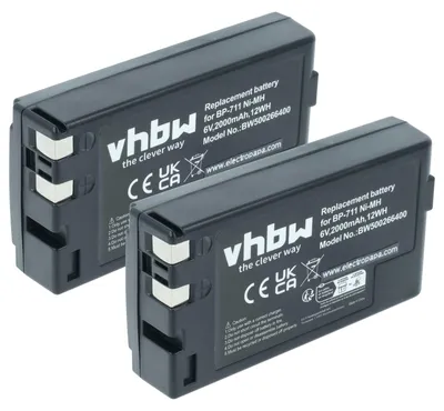 Produktbild von vhbw 2x Akku kompatibel mit Canon ES-70, ES-600, ES-750, ES-800, ES-80, ES-3000, ES-300, ES-550, ES-500 Videokamera Camcorder (2000 mAh, 6 V, NiMH)